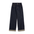 Wide Cuffed Indigo Jeans