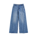Diagonal Seam High-Waist Wide-Leg Jeans