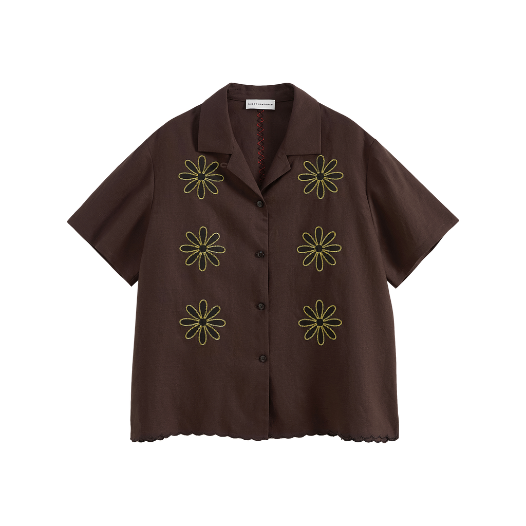 Floral Applique Embroidered Shirt