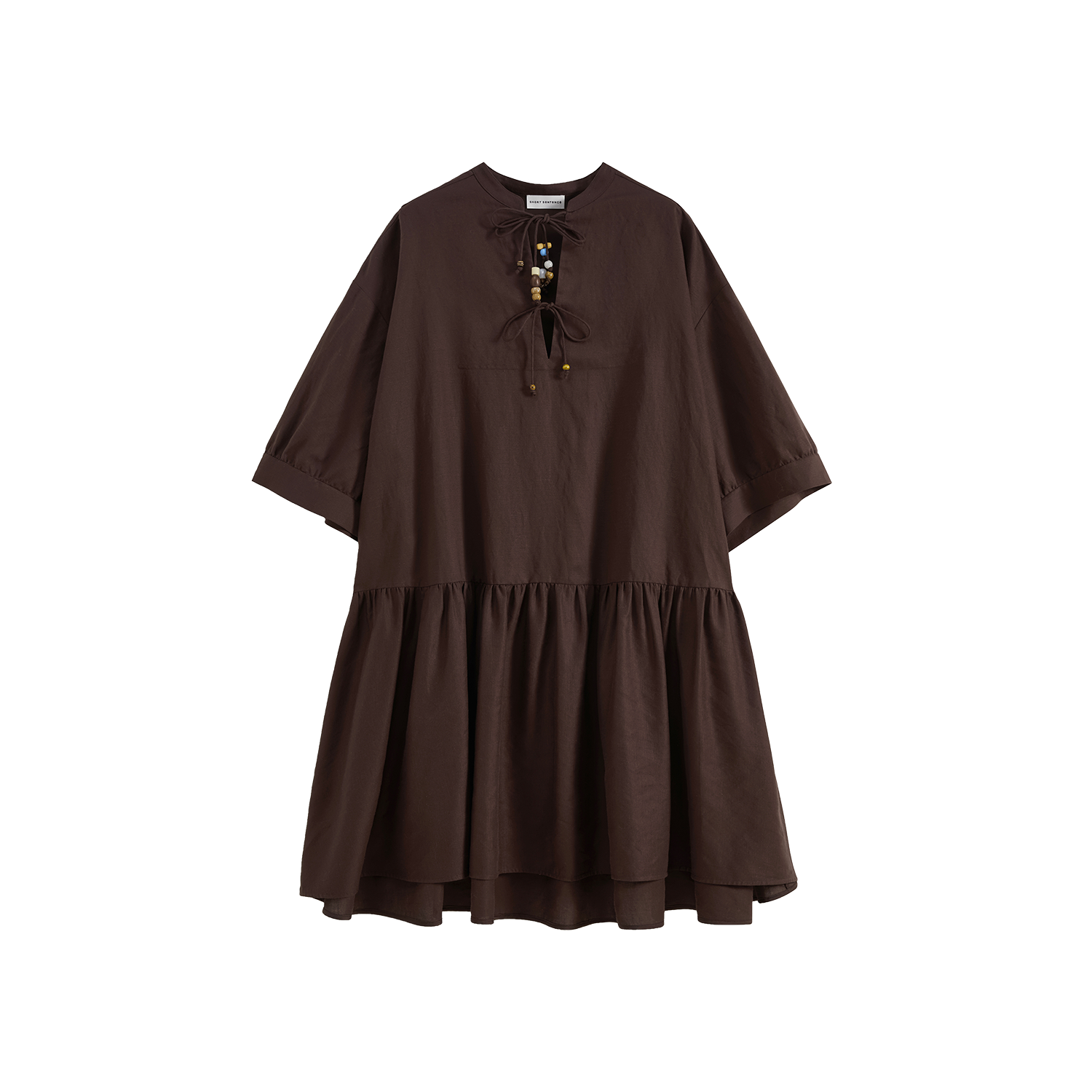 Beaded Lace-Up Loose Dress