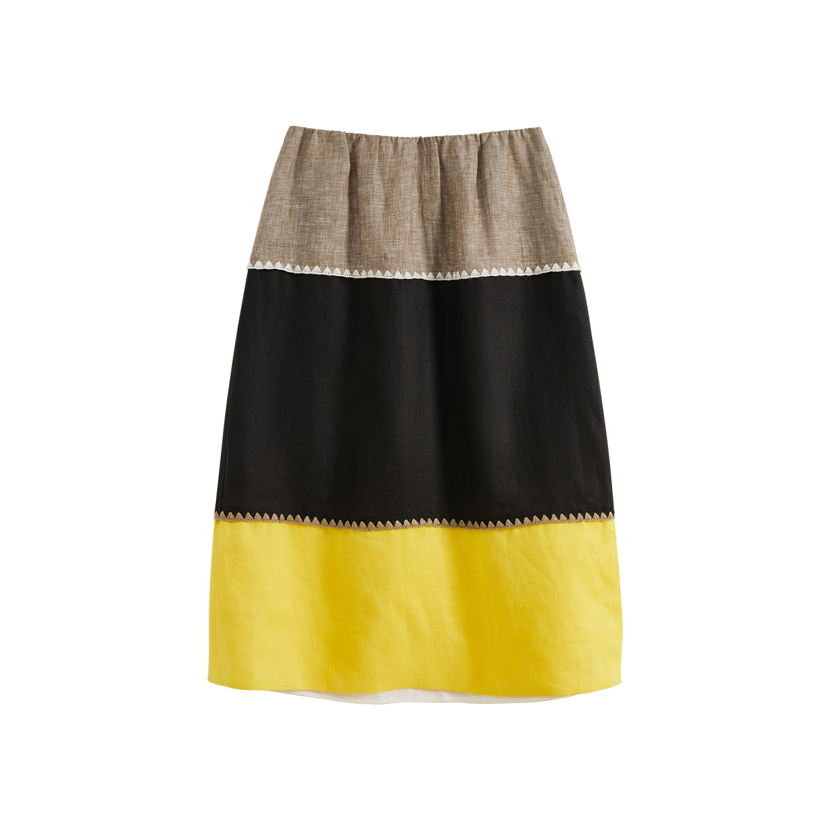 Colorblock A-line Midi Skirt
