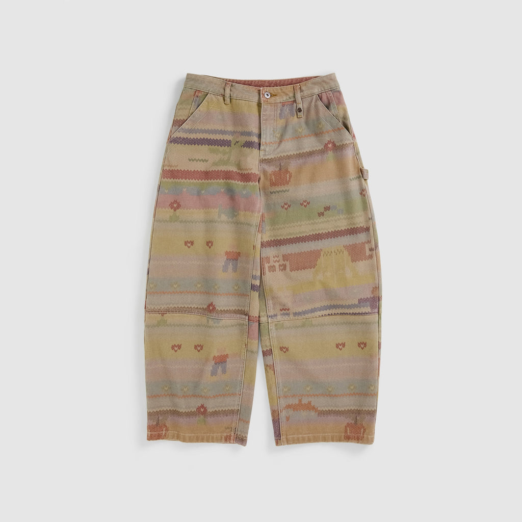 Faux-Sweater Print Cropped Trousers