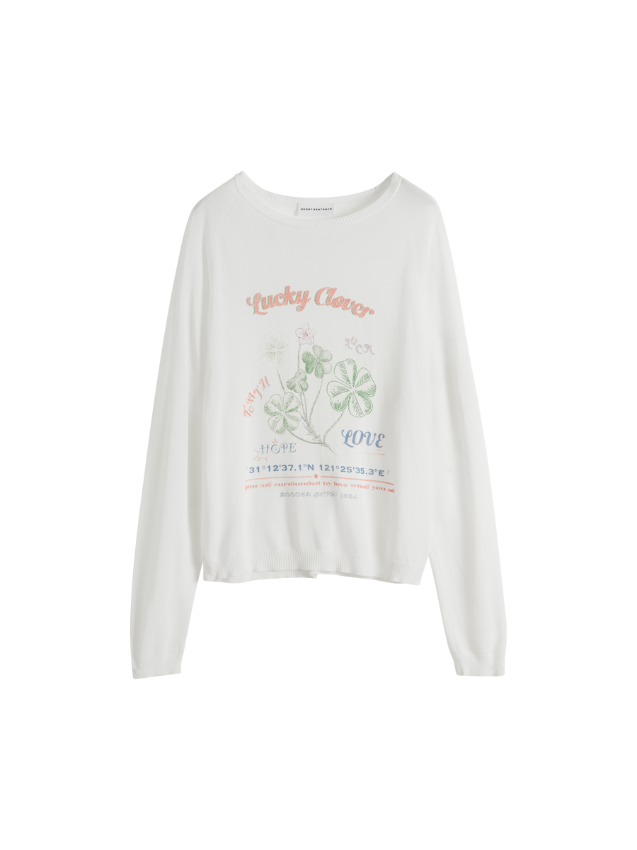 Pullover aus Cupro mit Print und langen Ärmeln