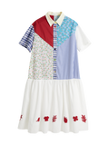 Vestido camisero multicolor de retazos