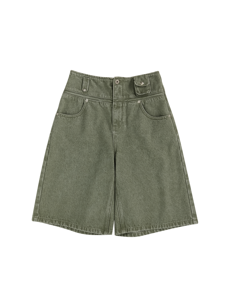 High-Rise A-Line Denim Shorts