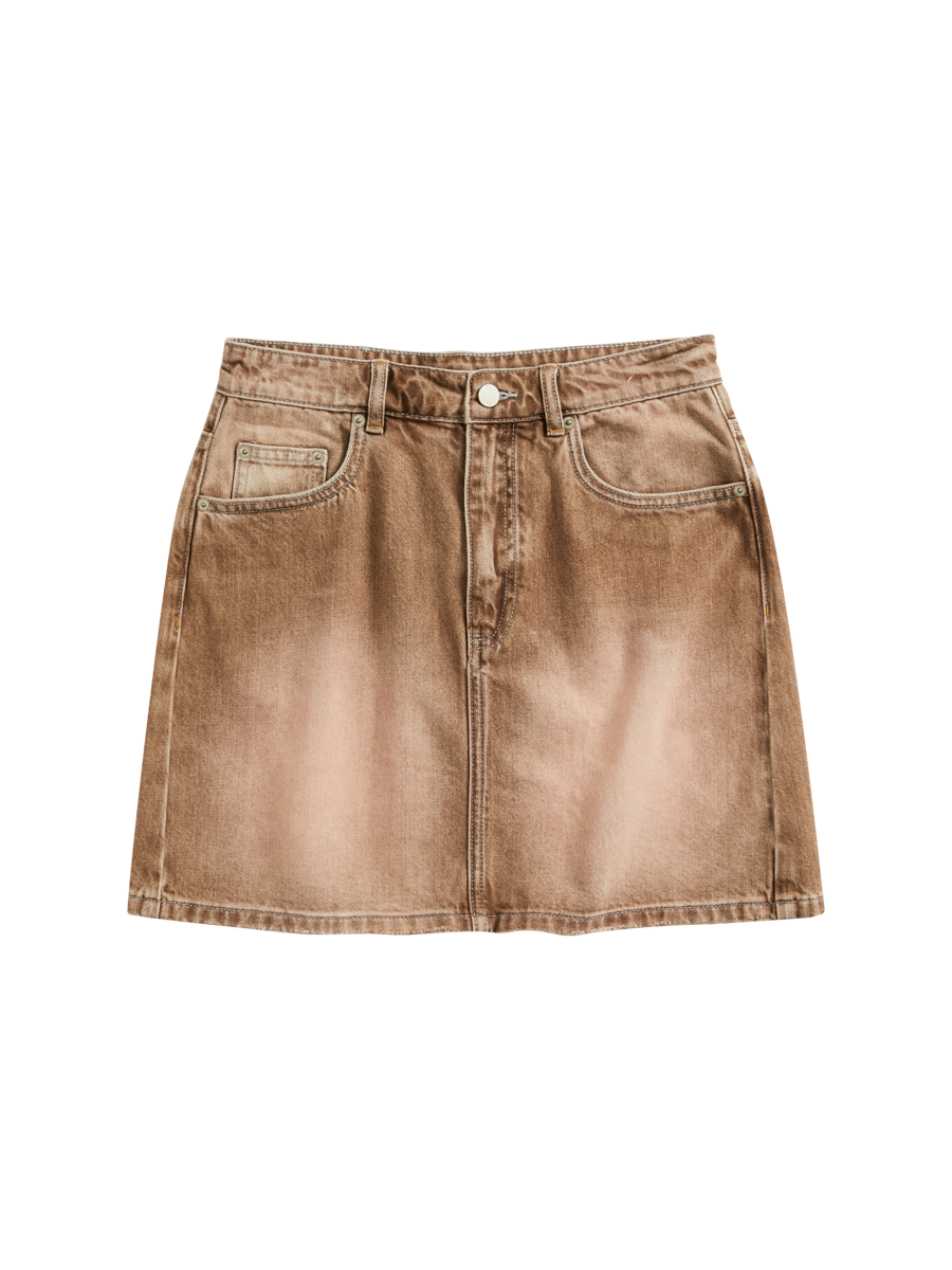 Distressed Washed Denim Miniskirt