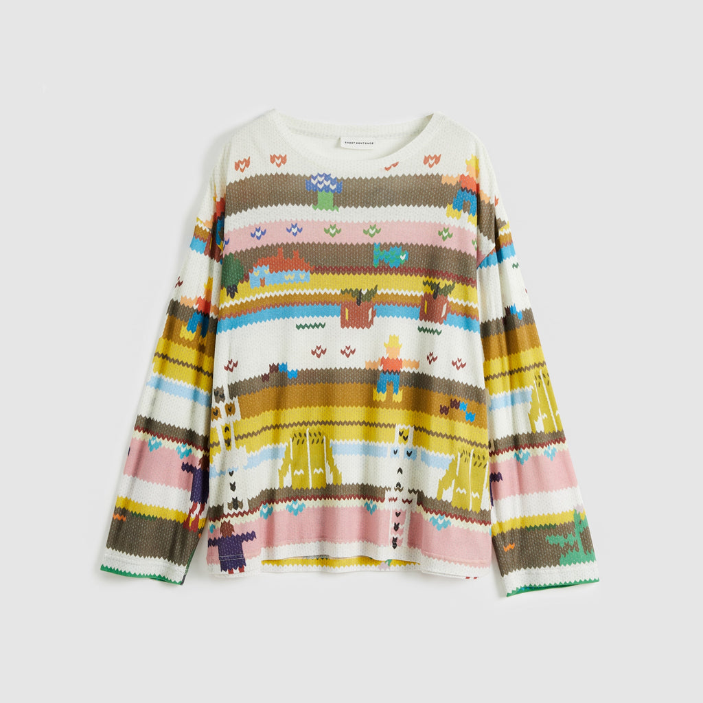 Faux Sweater Print Long Sleeve T-Shirt