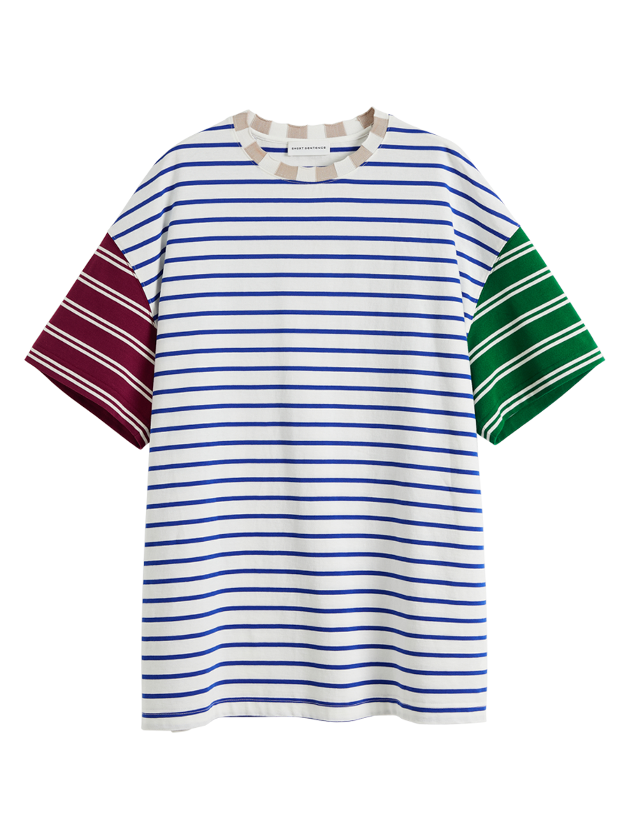 Striped Collar Color Block T-Shirt