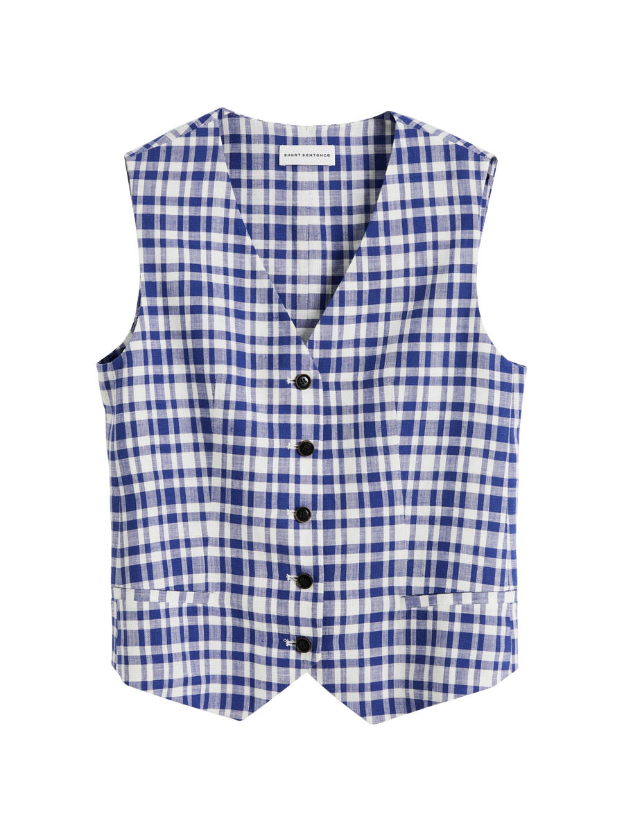 Blue & White Checkered Vest