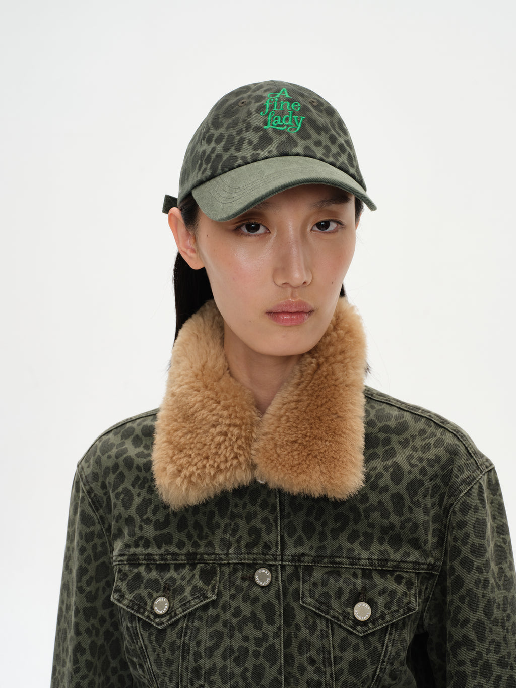 Embroidered Leopard Print Cap