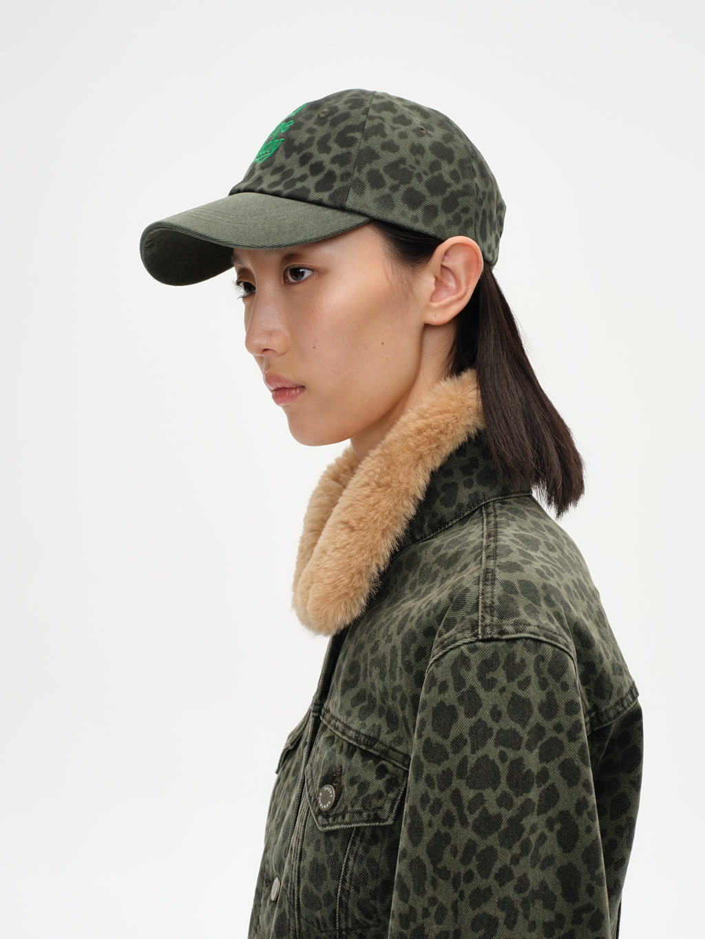 Embroidered Leopard Print Cap
