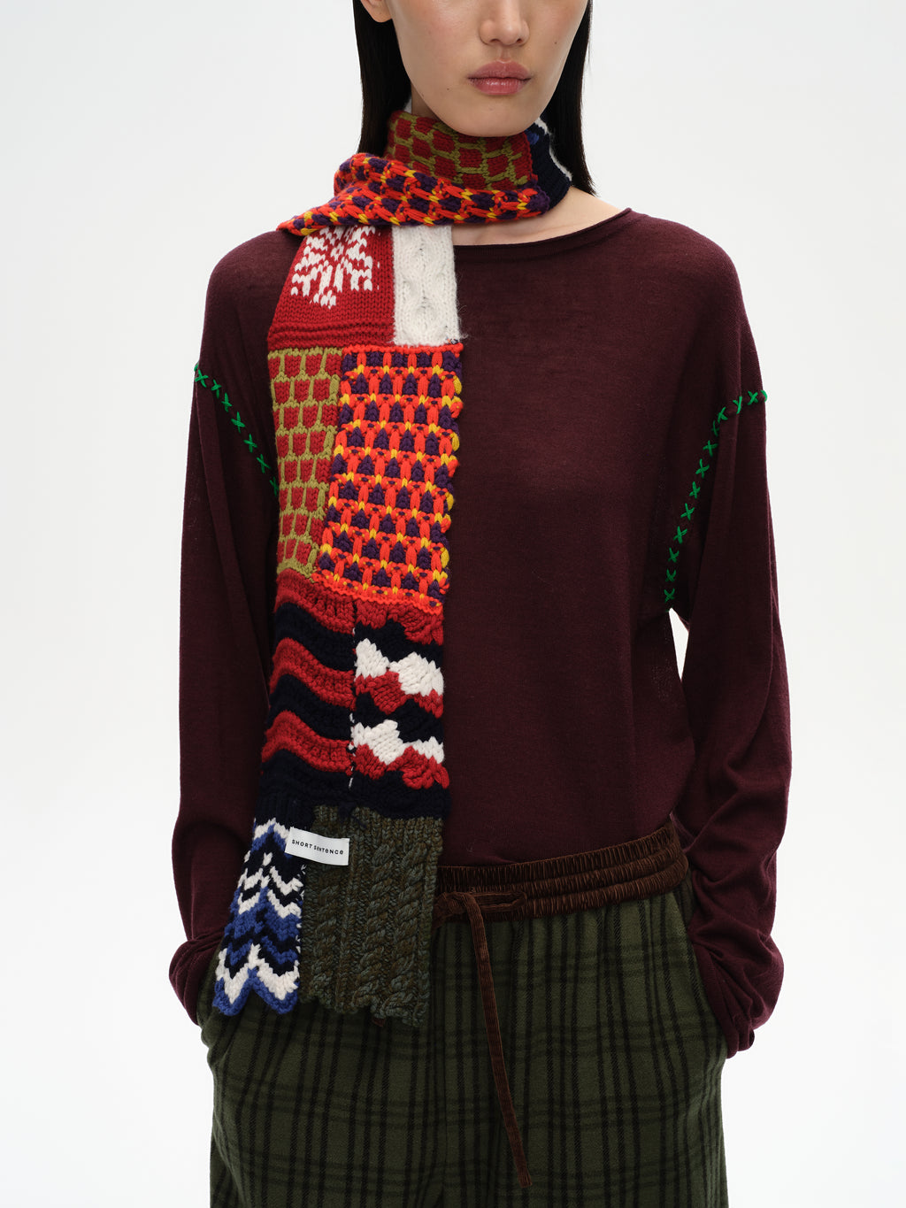 Multi-Floral Patchwork Wool Scarf