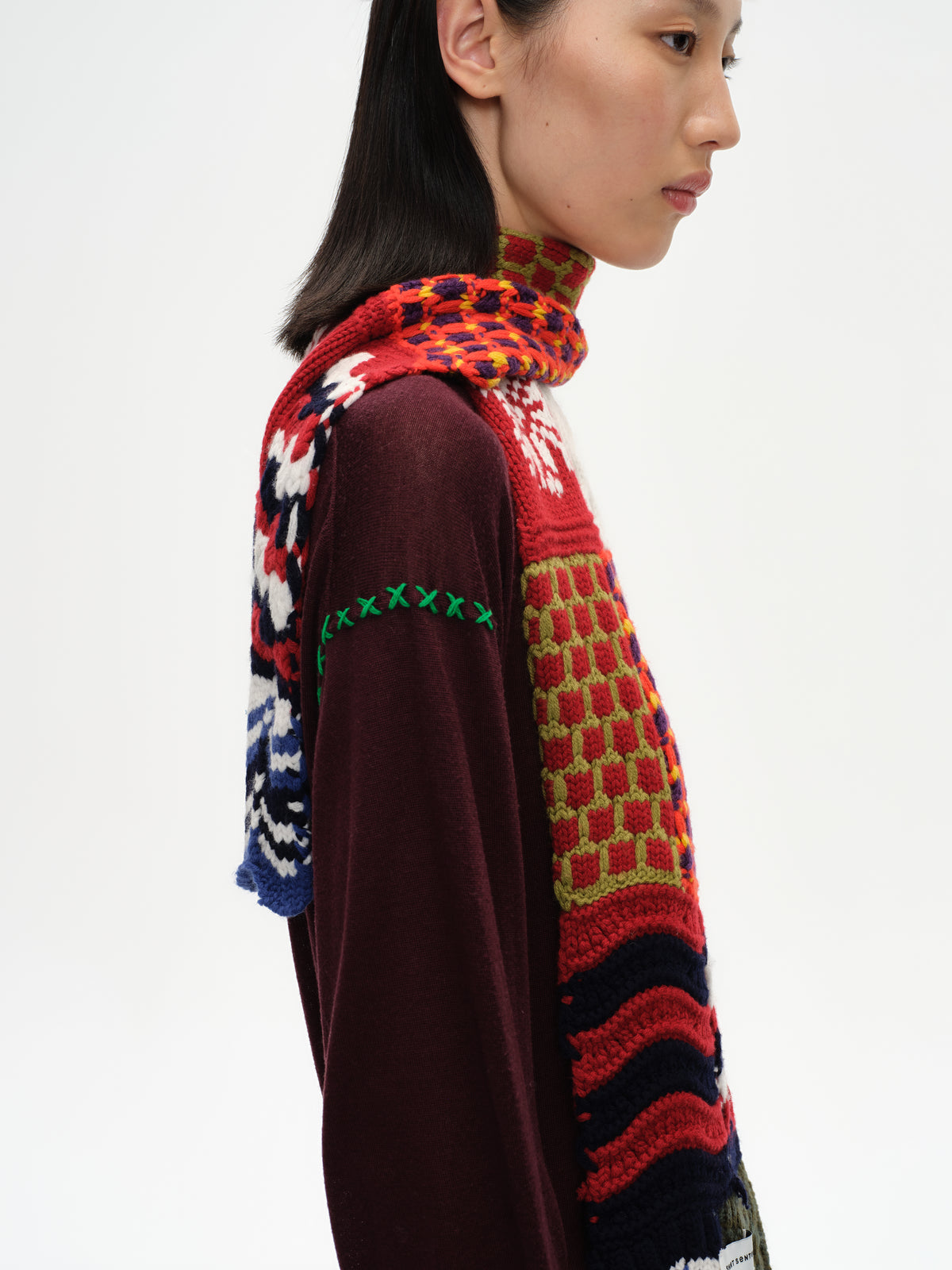 Multi-Floral Patchwork Wool Scarf