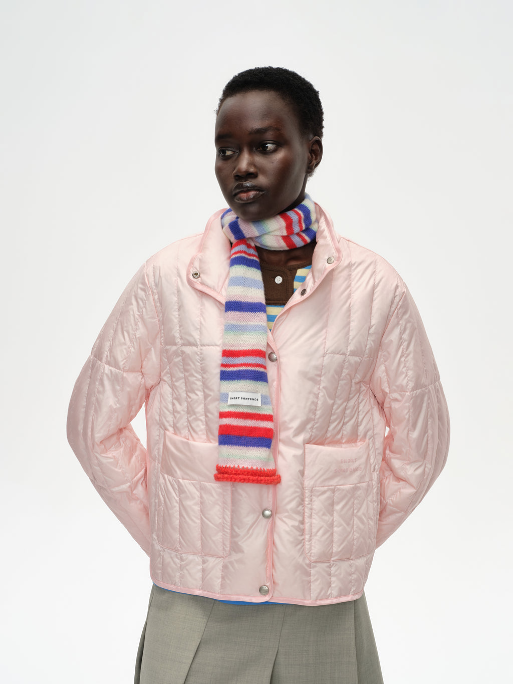 Color-Block Striped Knit Scarf