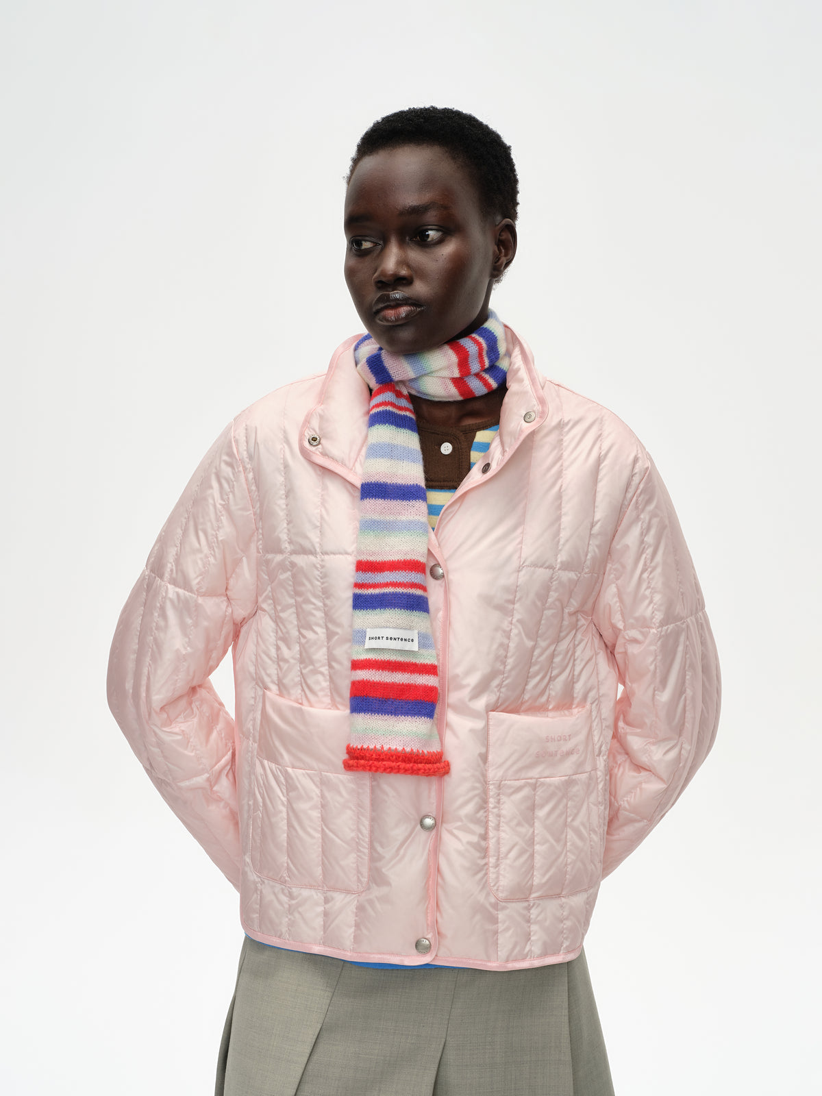 Color-Block Striped Knit Scarf