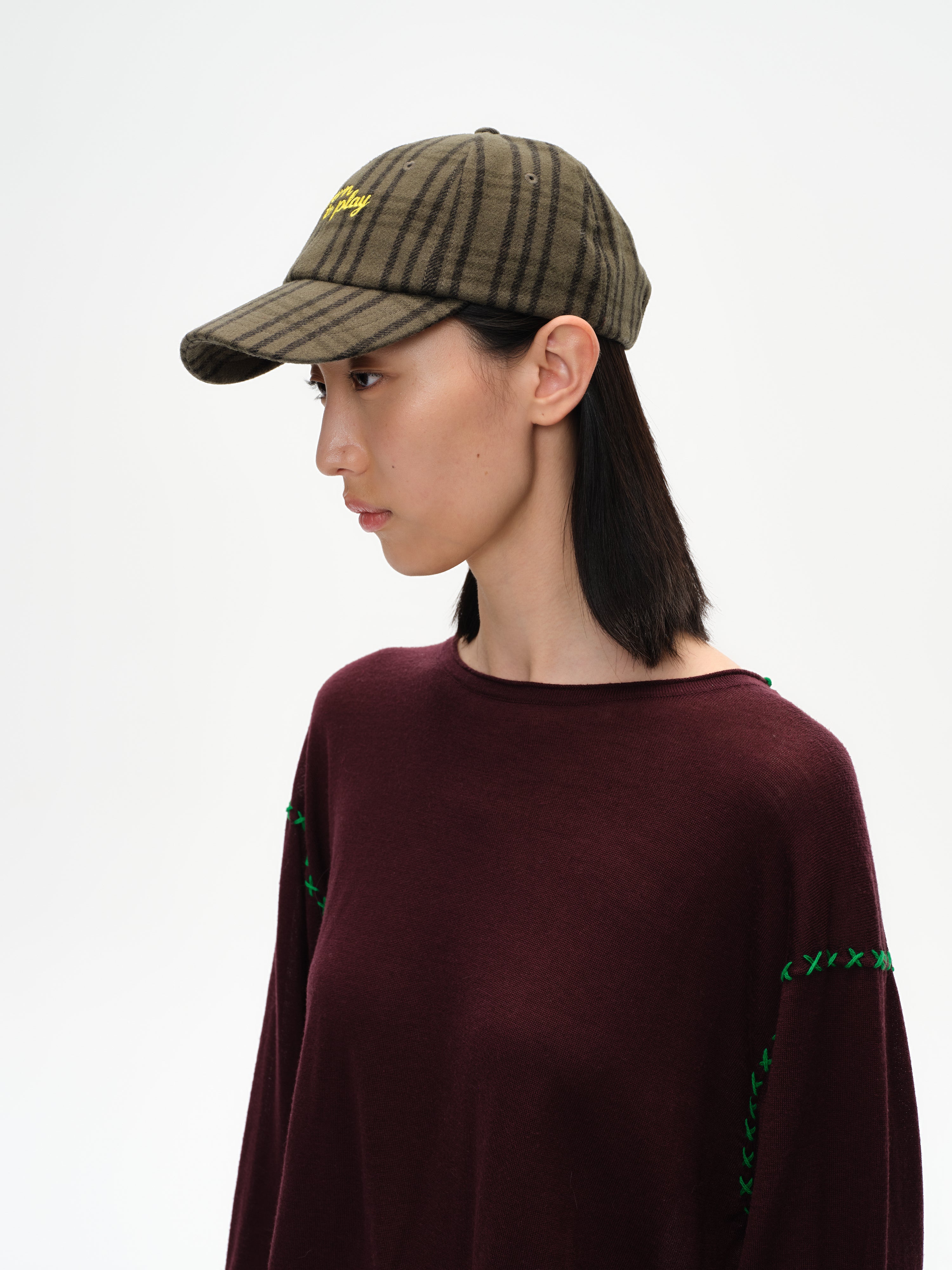 Embroidered Plaid Baseball Cap