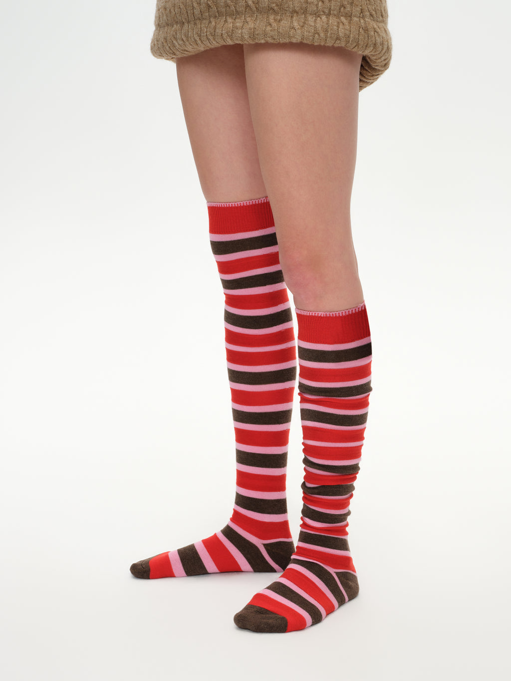 Color-Block Stripe Knee-High Socks