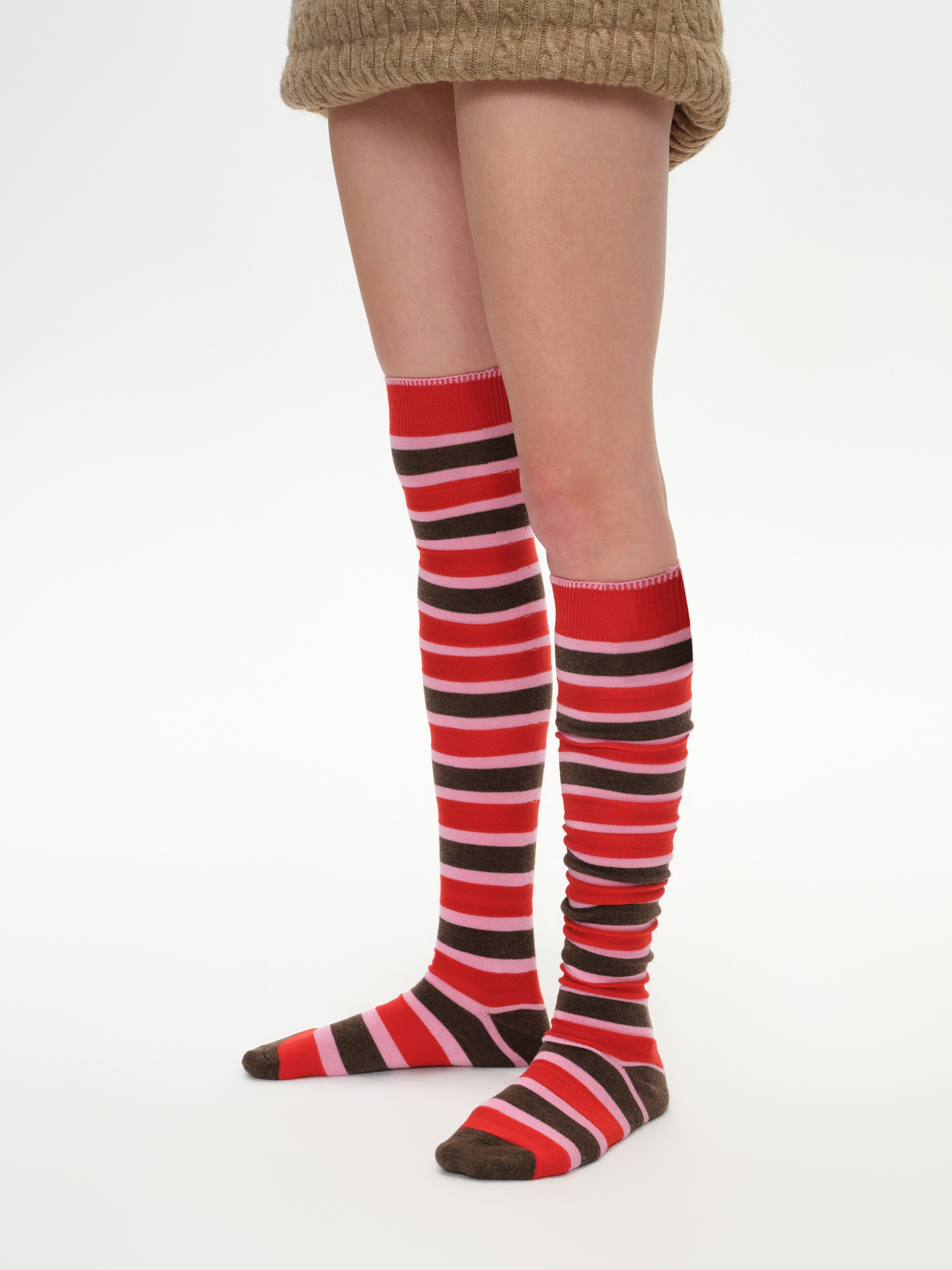 Color-Block Stripe Knee-High Socks