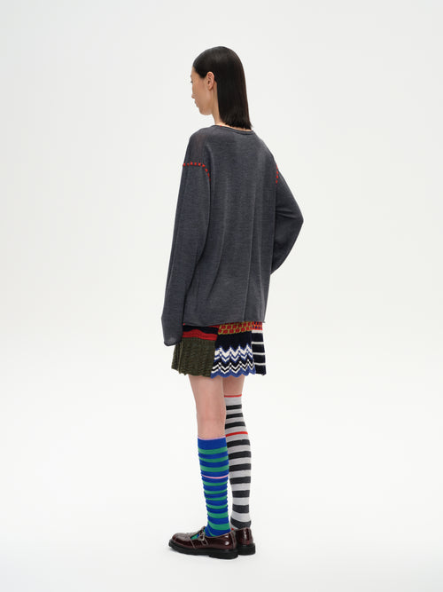 Color-Block Stripe Knee-High Socks