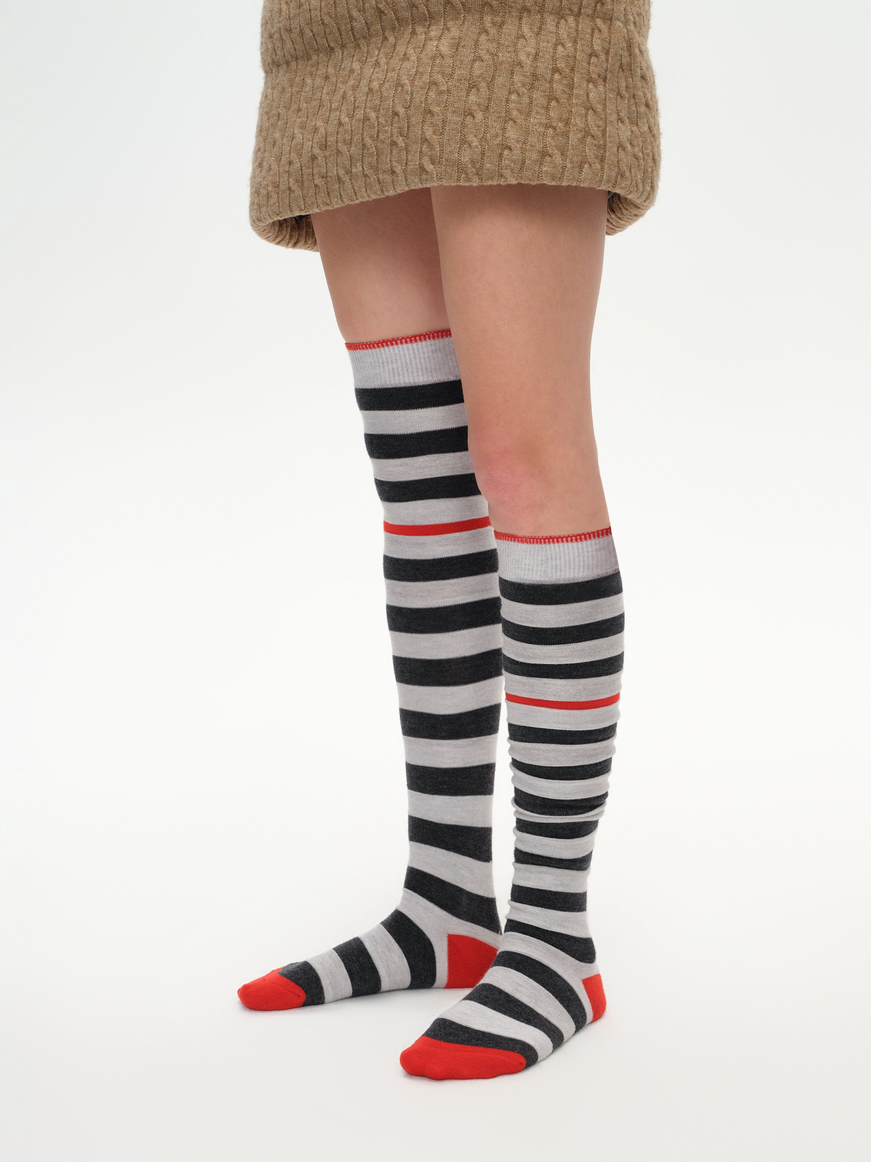 Color-Block Stripe Knee-High Socks