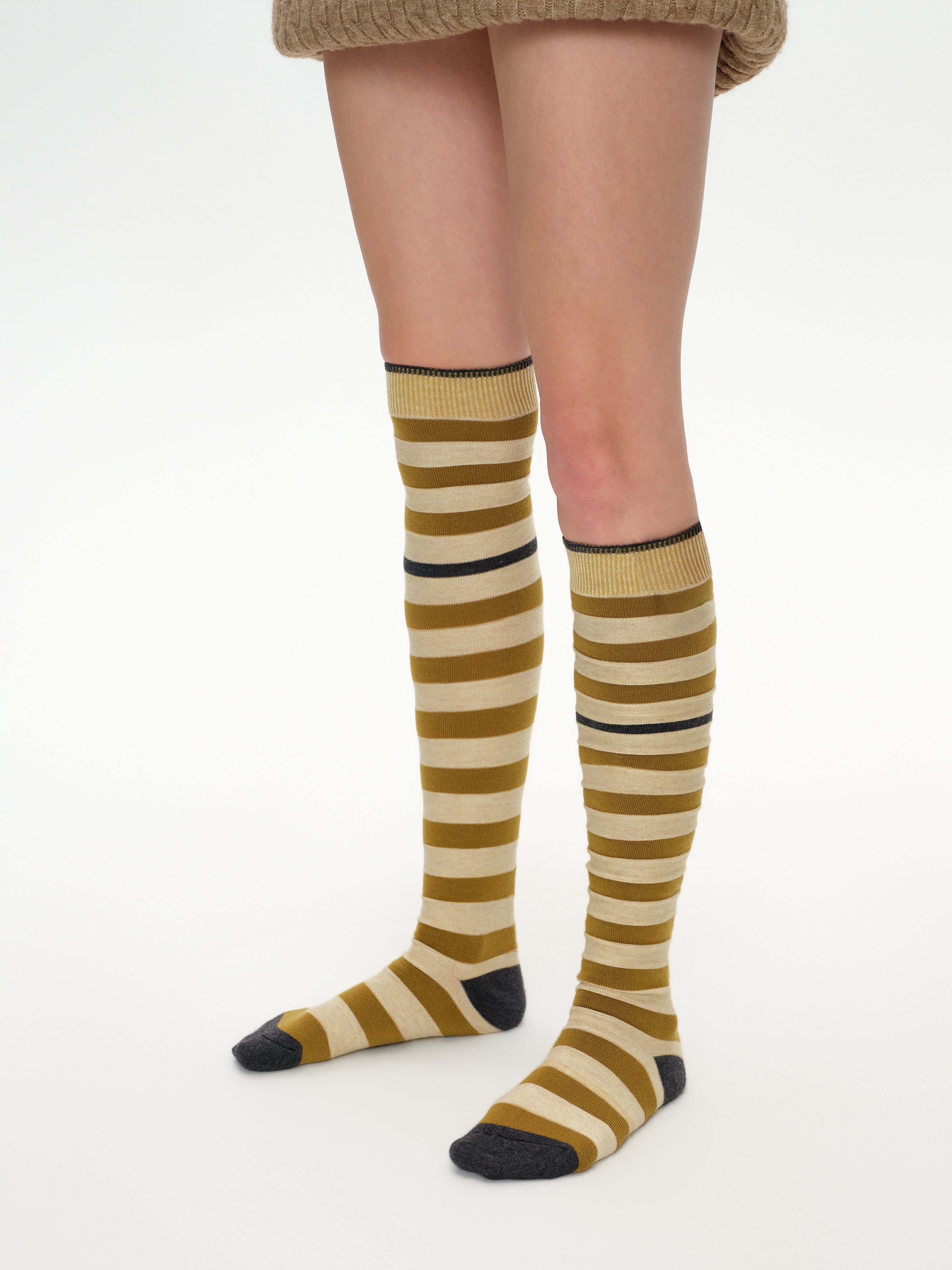 Color-Block Stripe Knee-High Socks