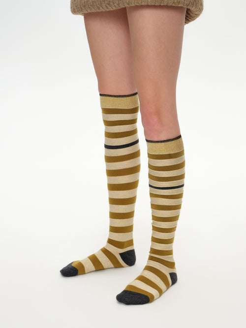 Color-Block Stripe Knee-High Socks