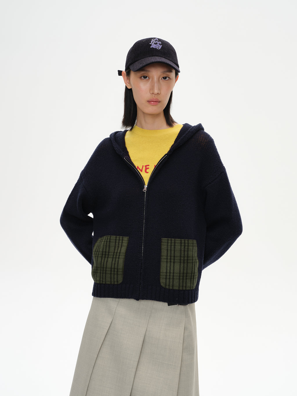 Fine Lady Textured Check Cap