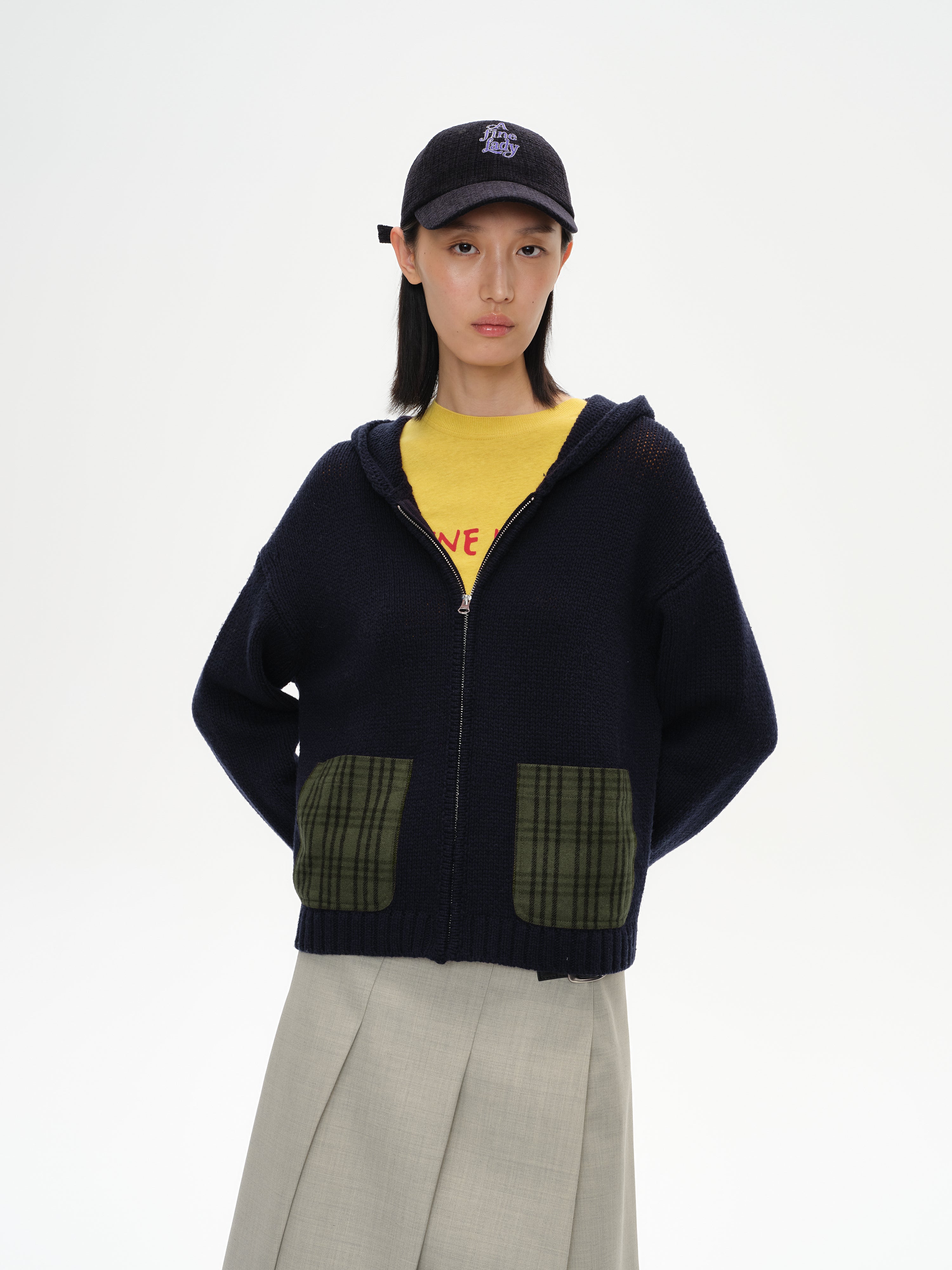 Fine Lady Textured Check Cap
