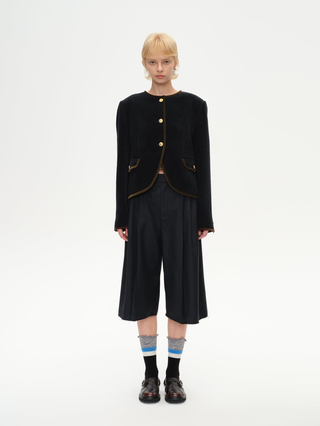 Contrast Cuff Crew Socks