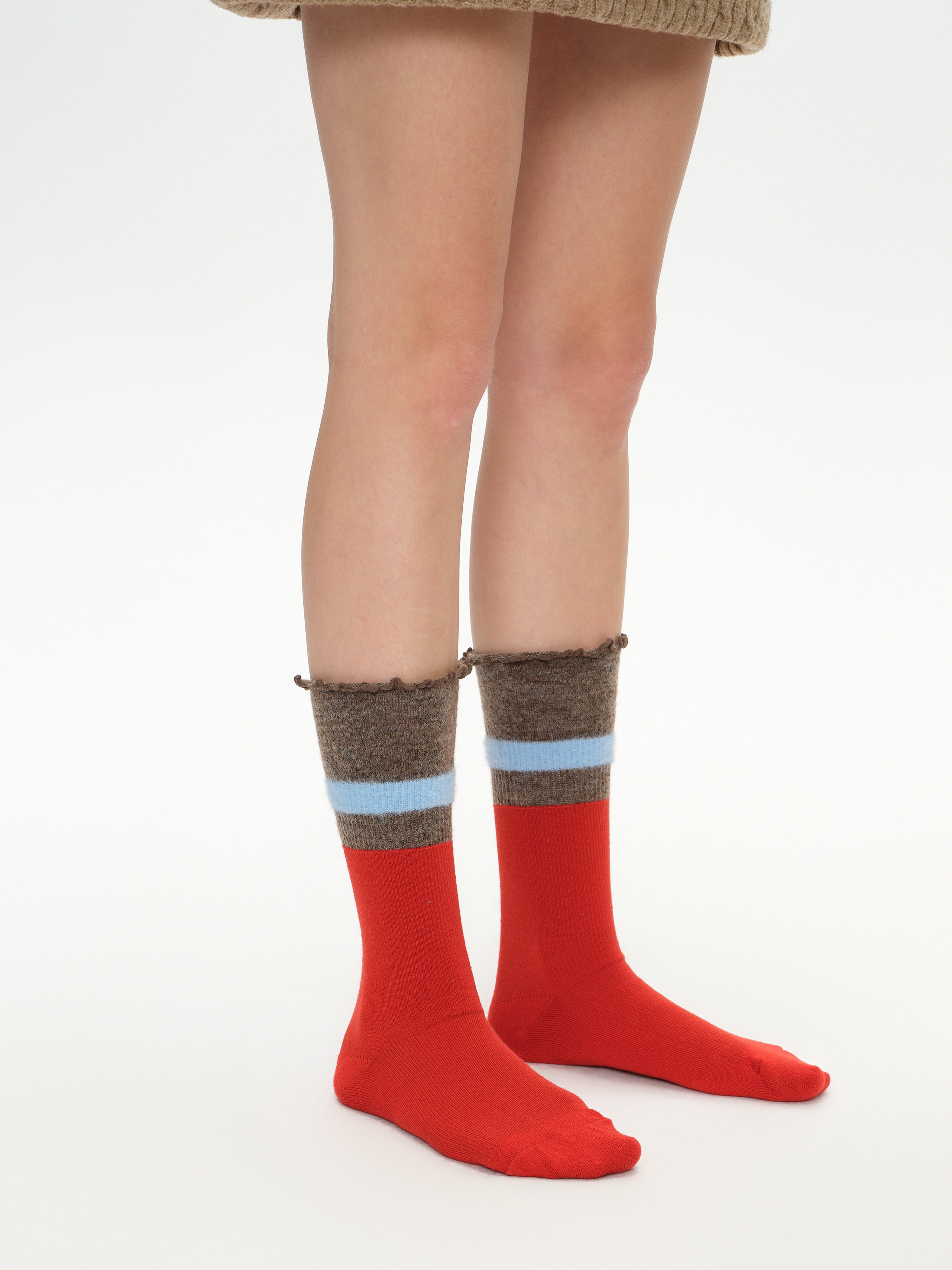 Contrast Cuff Crew Socks