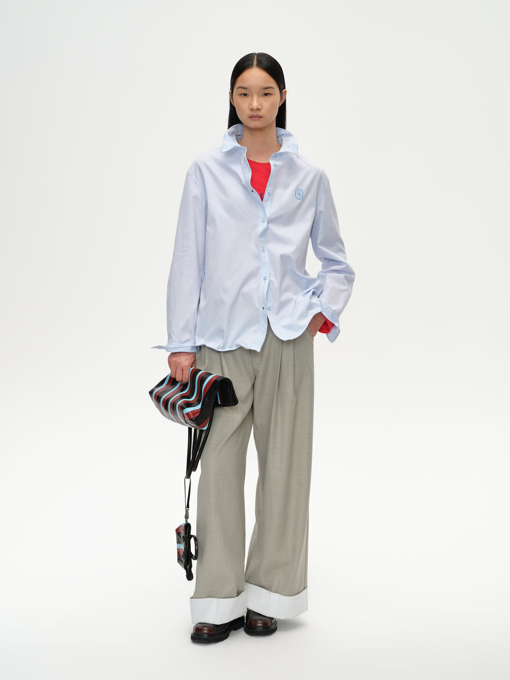 Twisted Placket Long Sleeve Shirt
