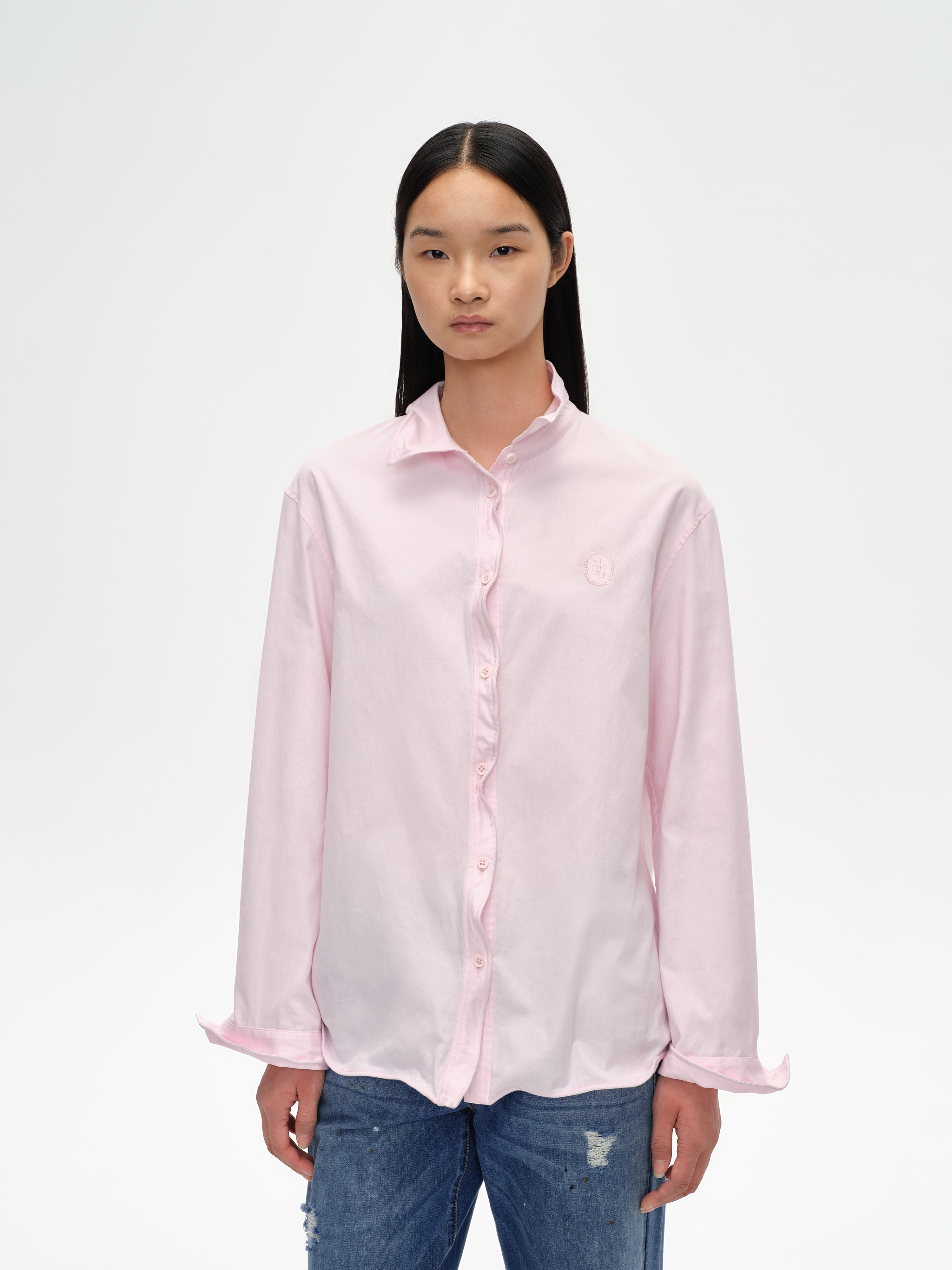 Twisted Placket Long Sleeve Shirt
