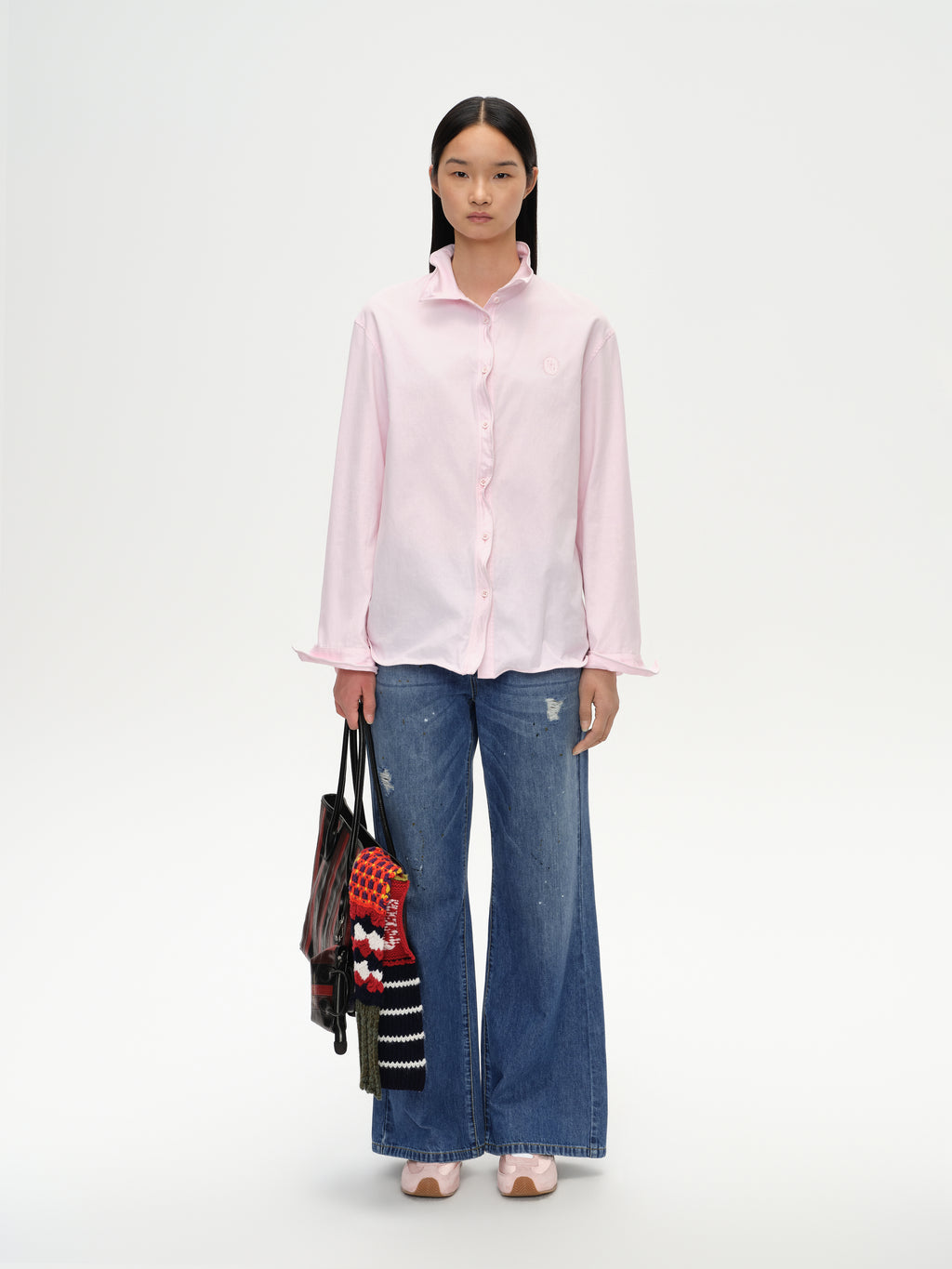 Twisted Placket Long Sleeve Shirt