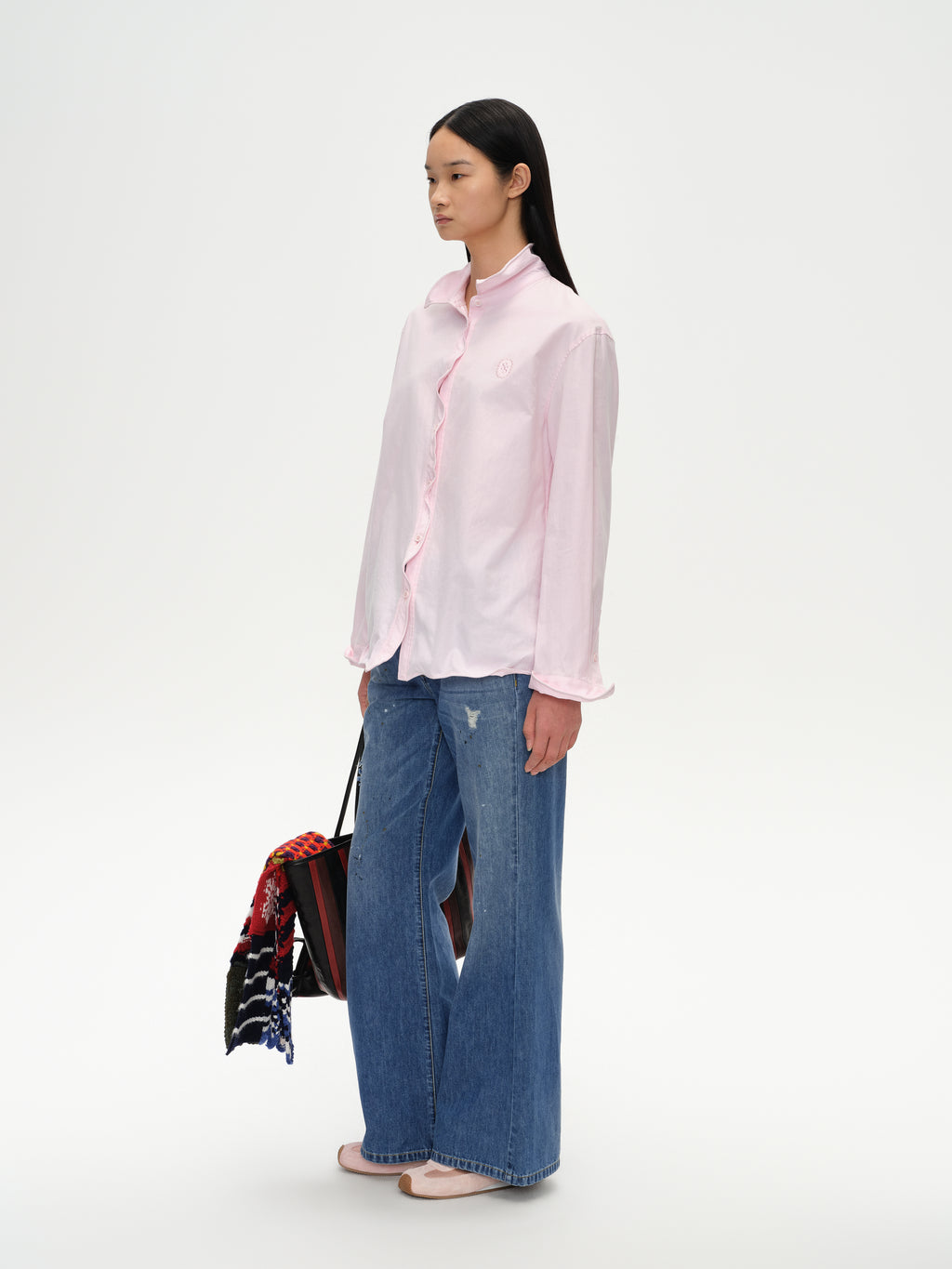 Twisted Placket Long Sleeve Shirt