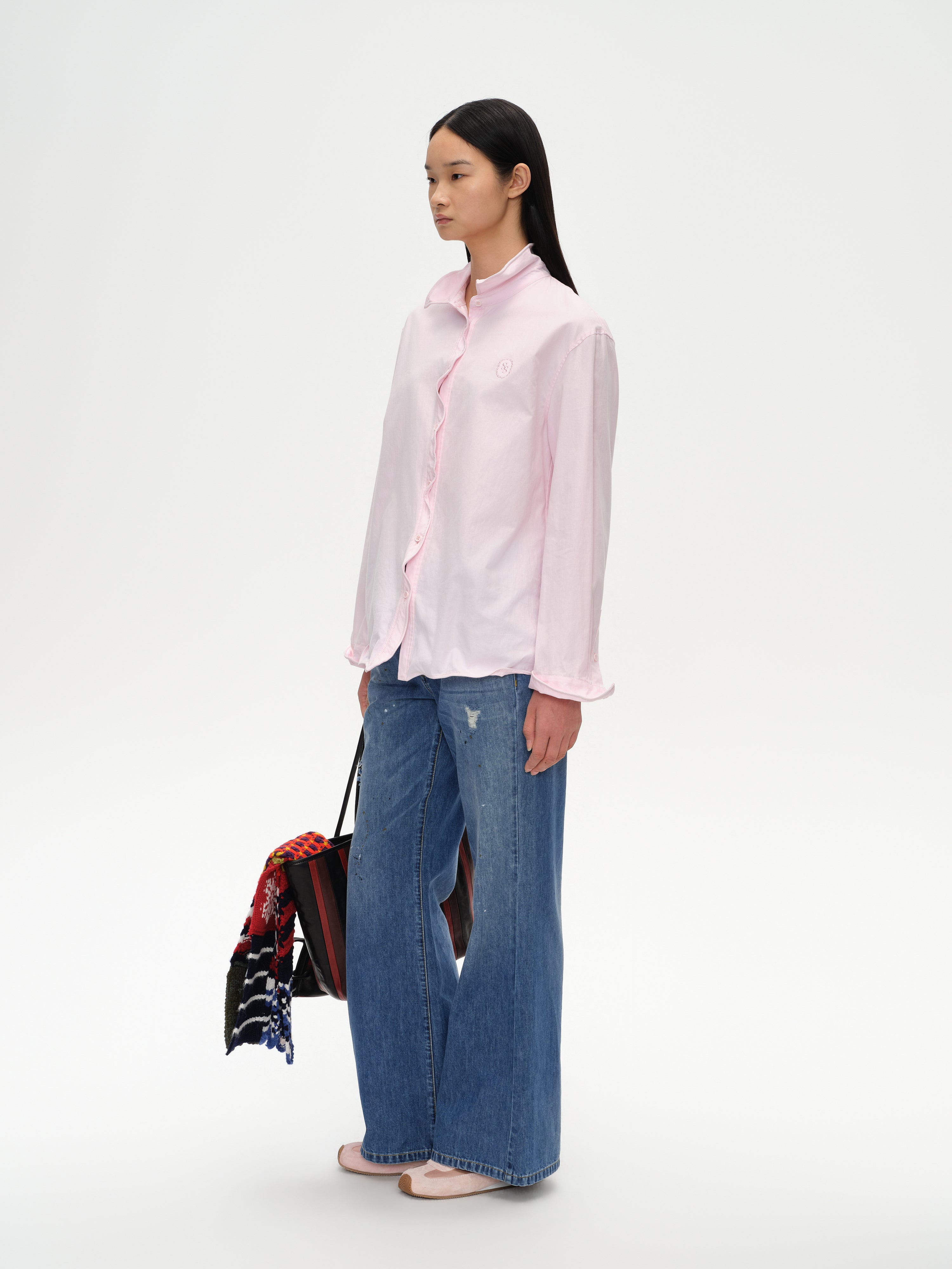 Twisted Placket Long Sleeve Shirt