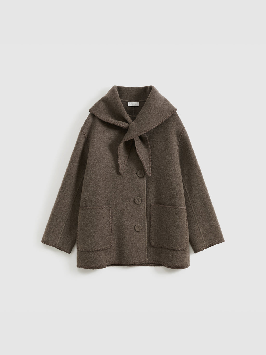 Shell Embroidery Scarf Collar Coat