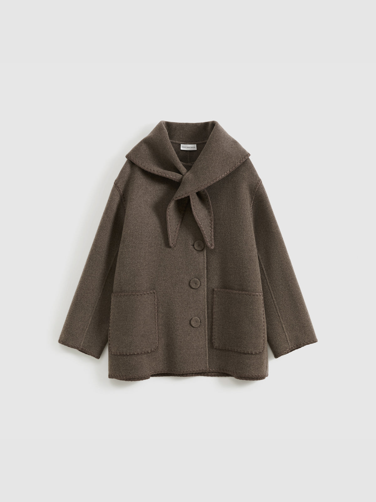 Shell Embroidery Scarf Collar Coat