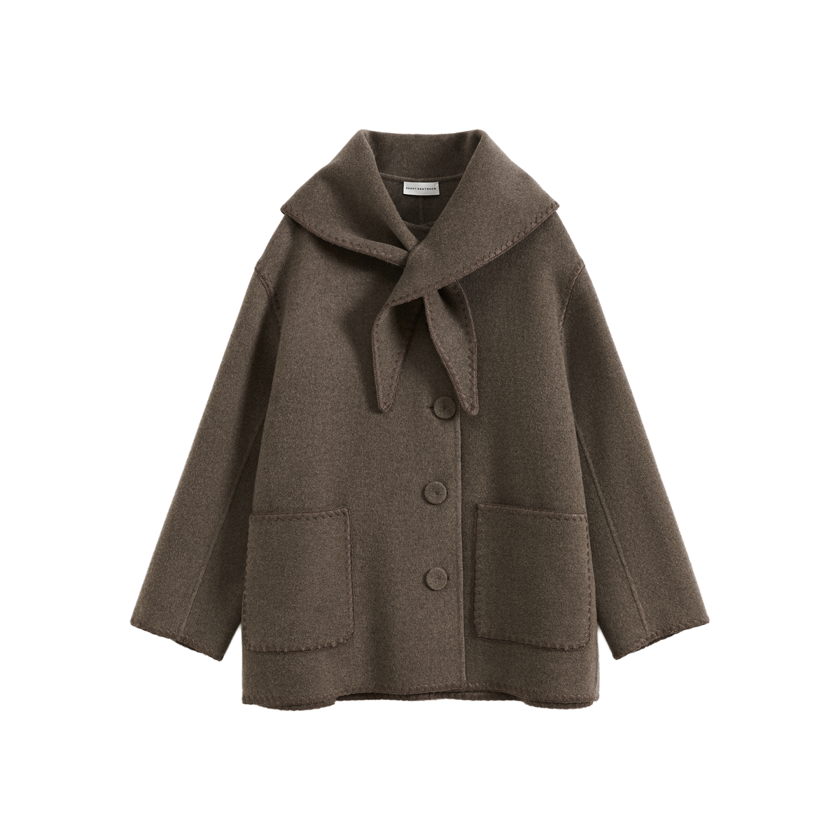 Shell Embroidery Scarf Collar Coat
