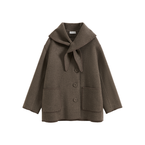 Shell Embroidery Scarf Collar Coat