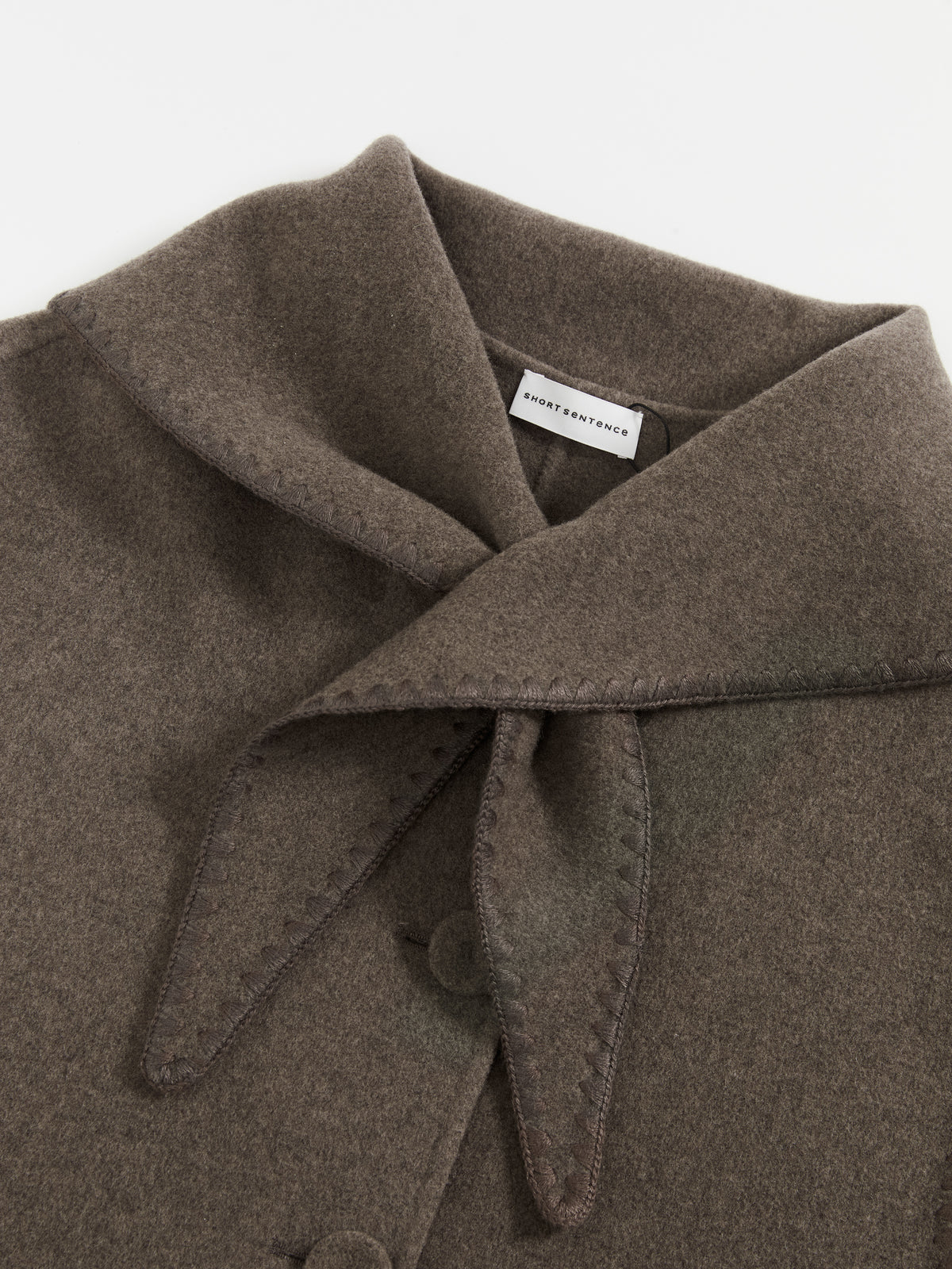 Shell Embroidery Scarf Collar Coat