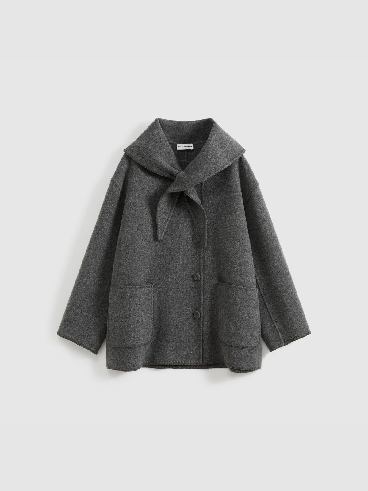 Shell Embroidery Scarf Collar Coat