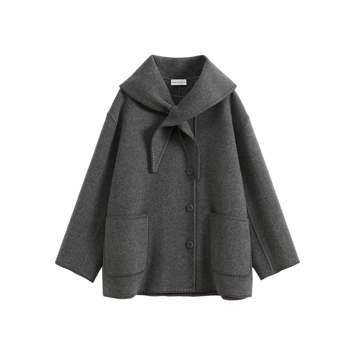 Shell Embroidery Scarf Collar Coat