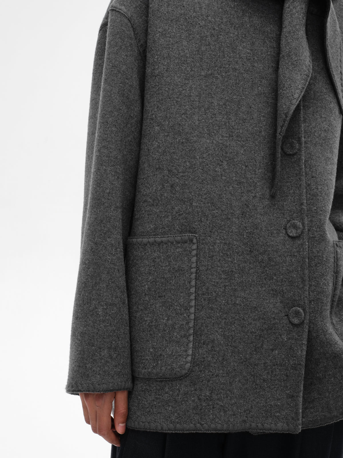 Shell Embroidery Scarf Collar Coat