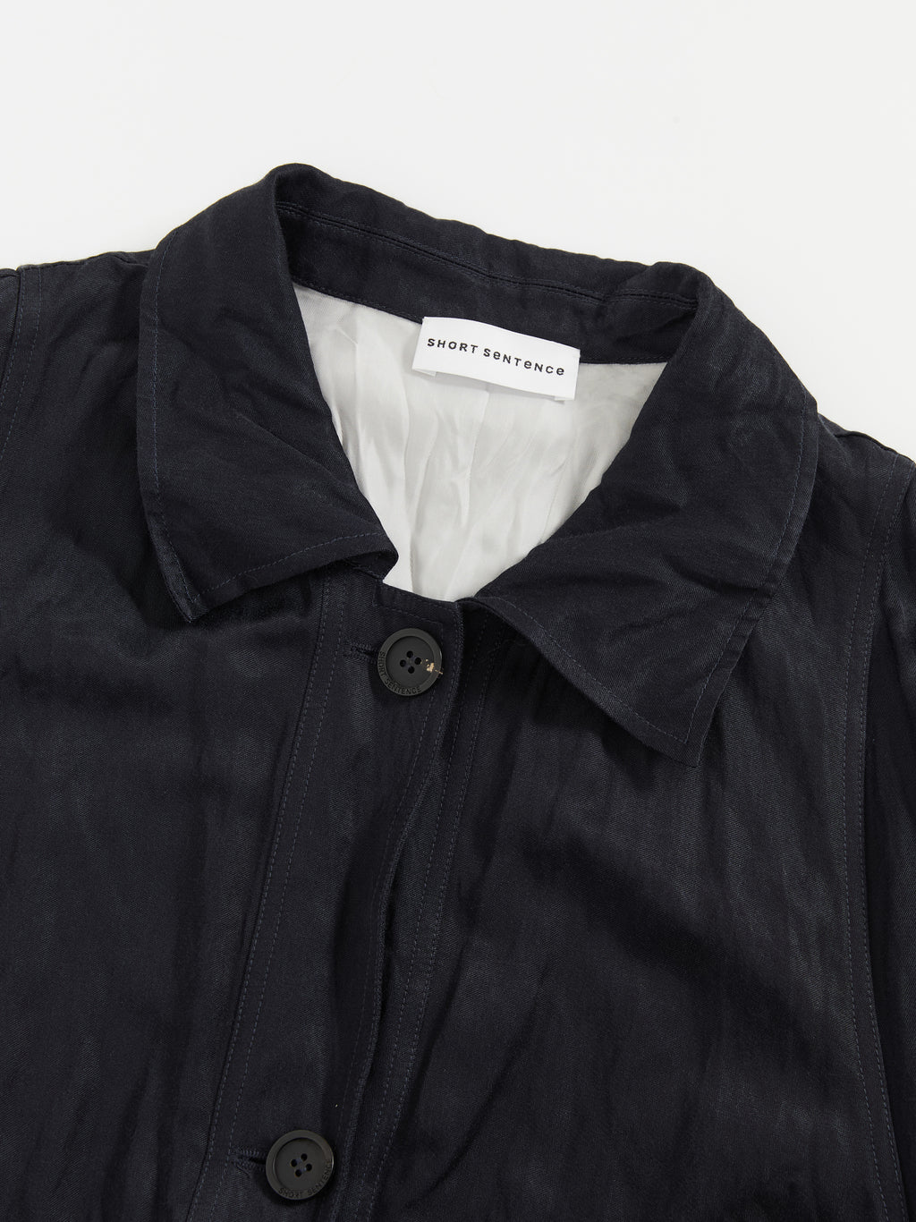 Crinkled Collar Long Trench Coat