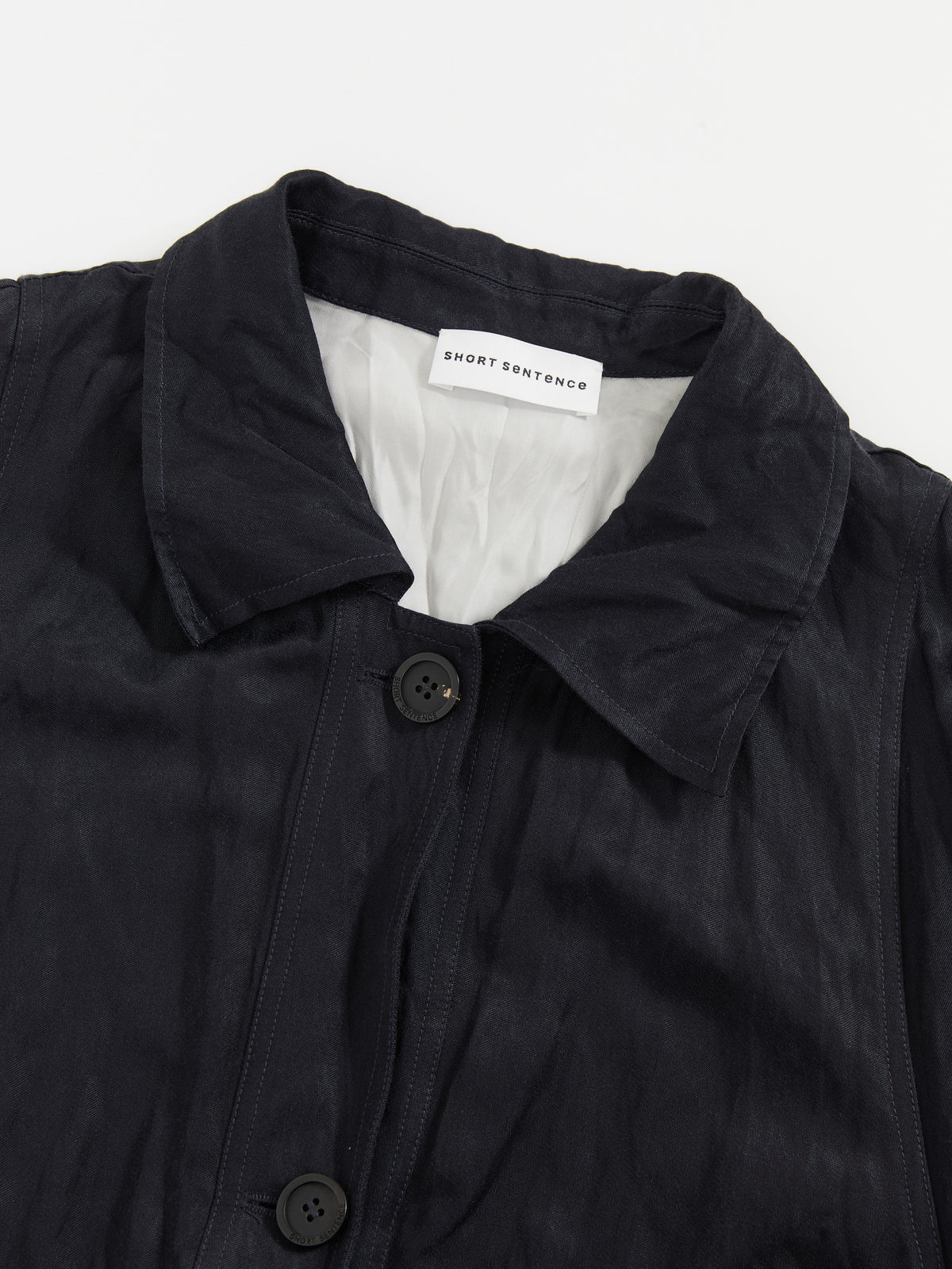 Crinkled Collar Long Trench Coat