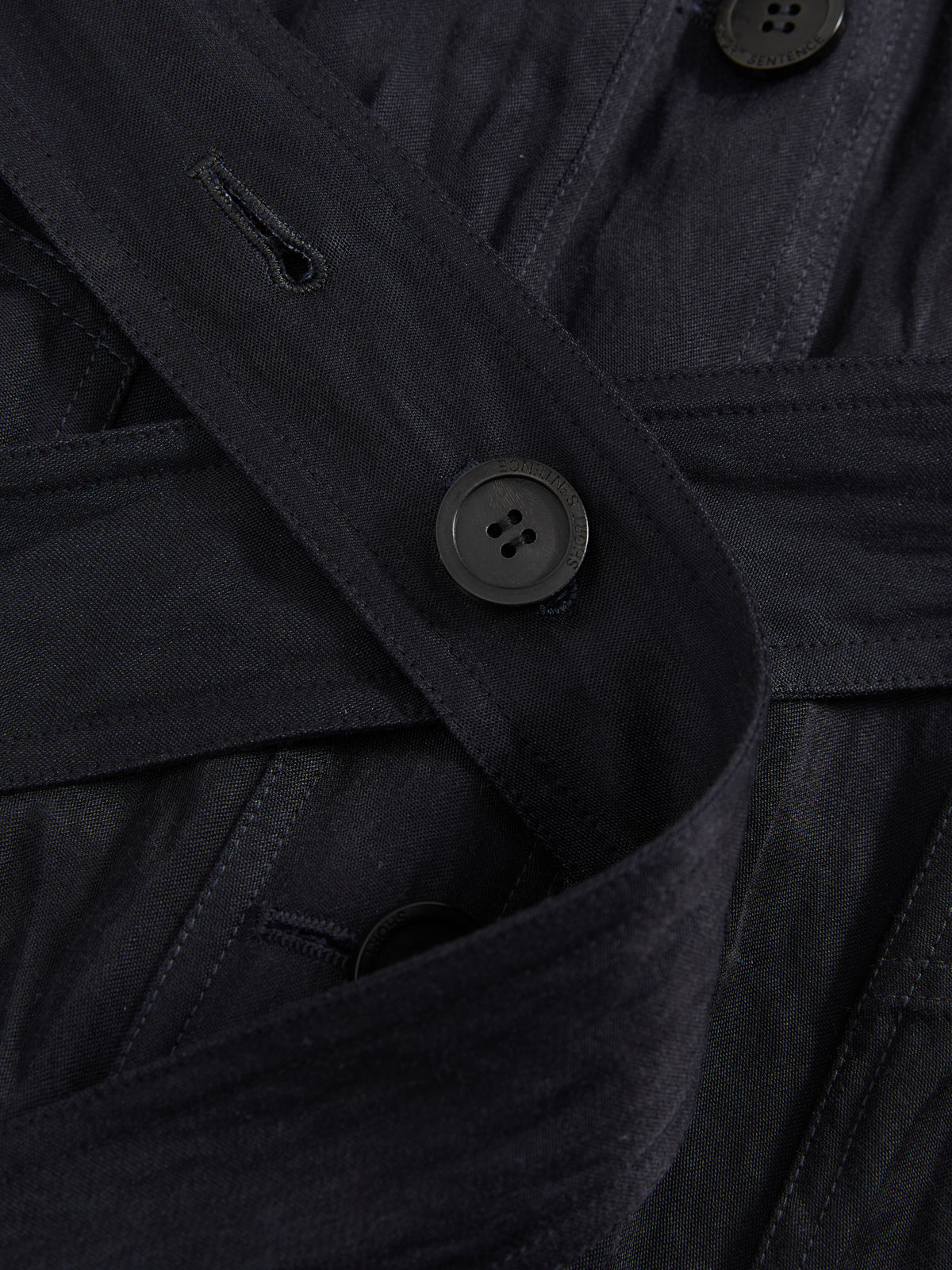 Crinkled Collar Long Trench Coat