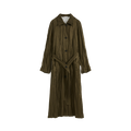Crinkled Collar Long Trench Coat
