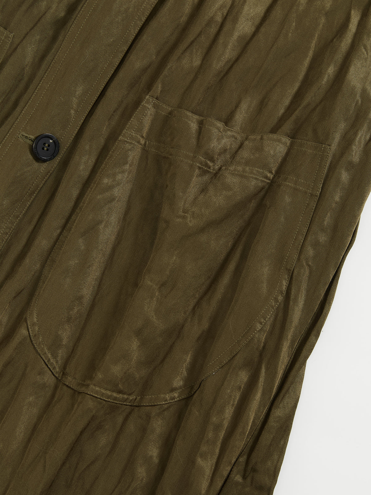 Crinkled Collar Long Trench Coat