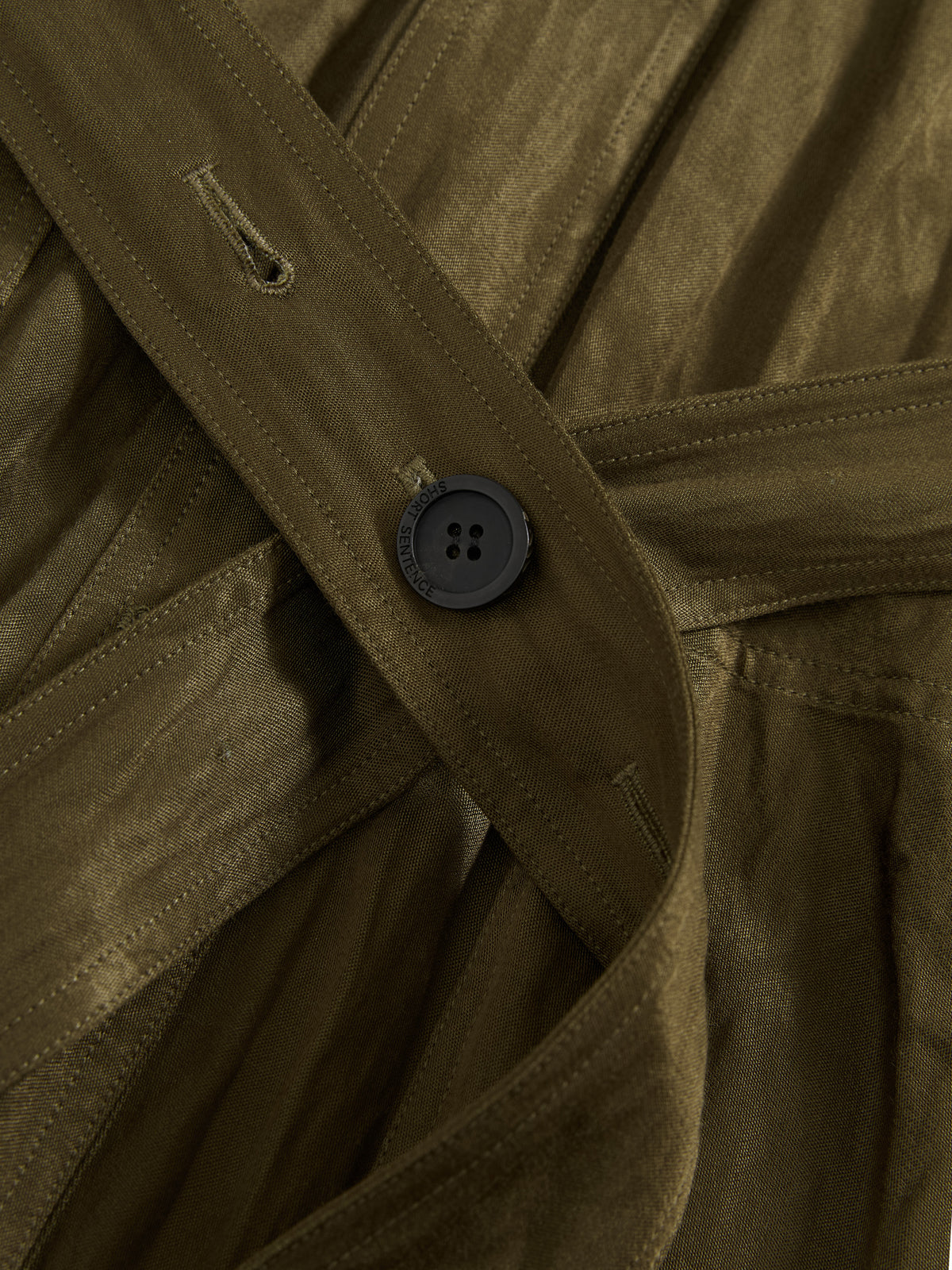 Crinkled Collar Long Trench Coat