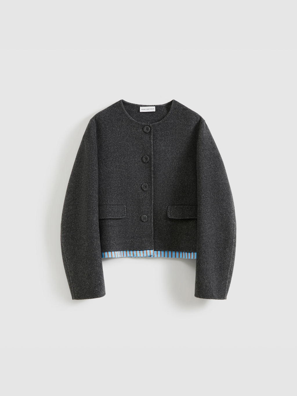 Single-Breasted Patchwork Wool Coat